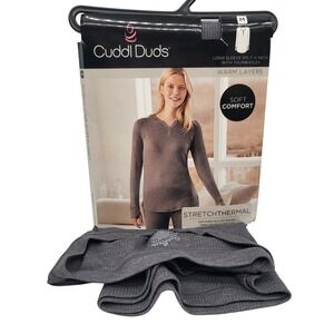Cuddl Duds StretchThermal Long Sleeve Top Women's‎ M Gray Thumbholes